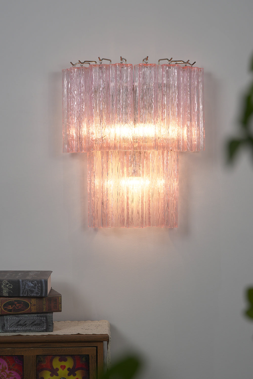 Cascading Prism Pink Glass Wall Ligh