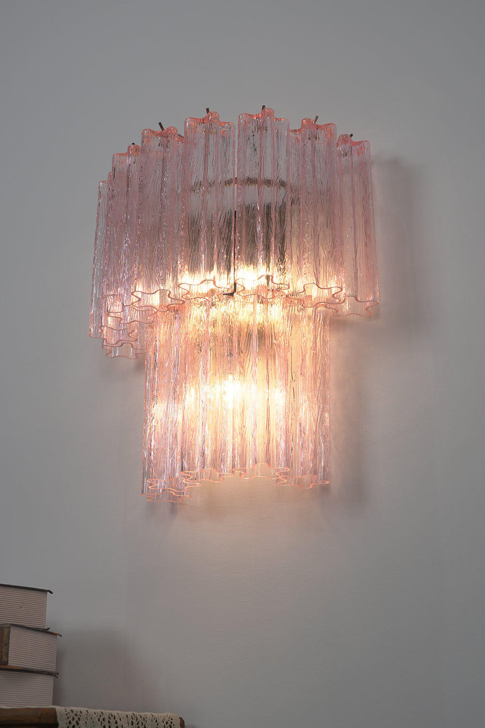 Cascading Prism Pink Glass Wall Ligh