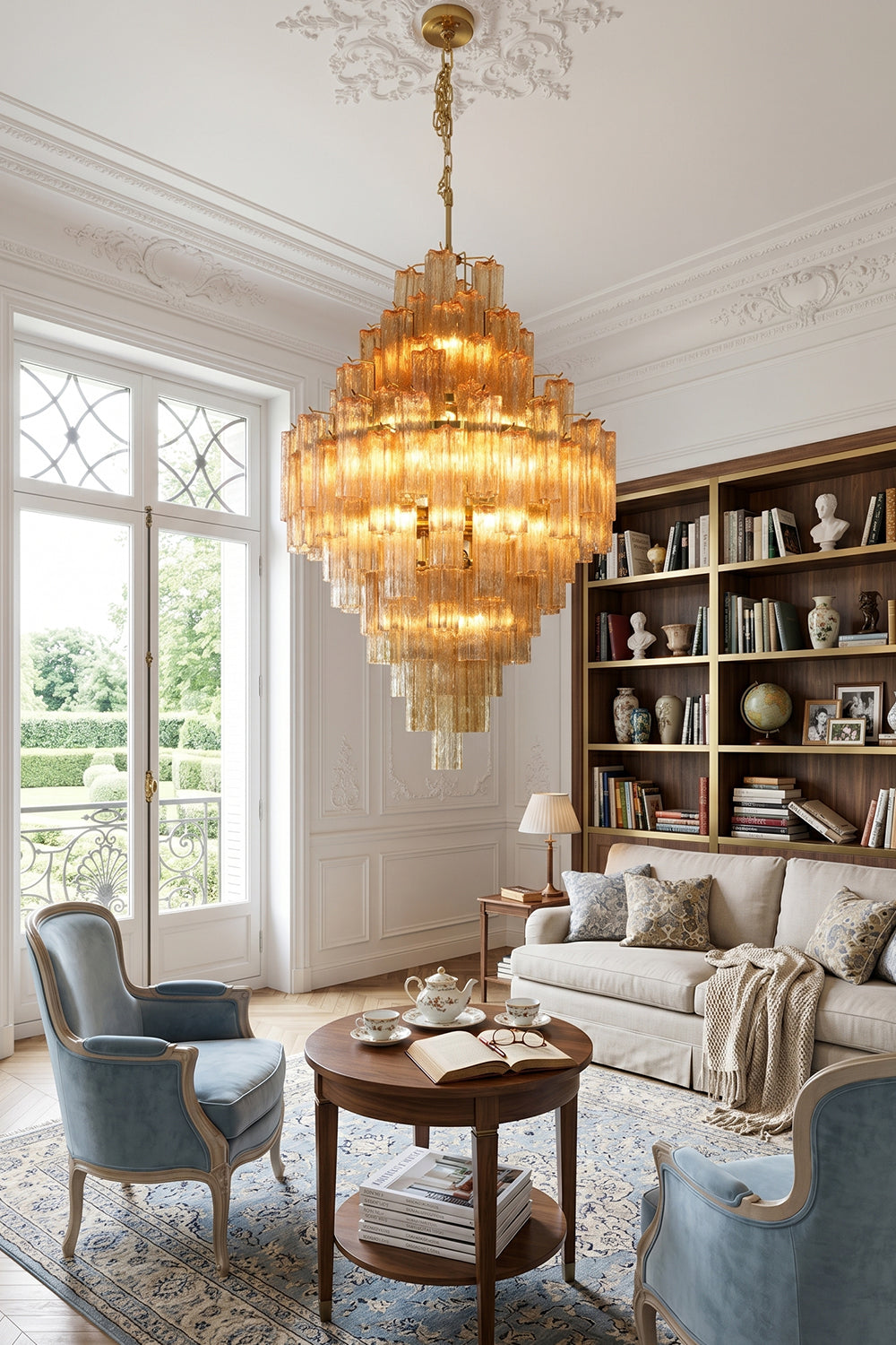Celestial Glass Cascade Chandelier