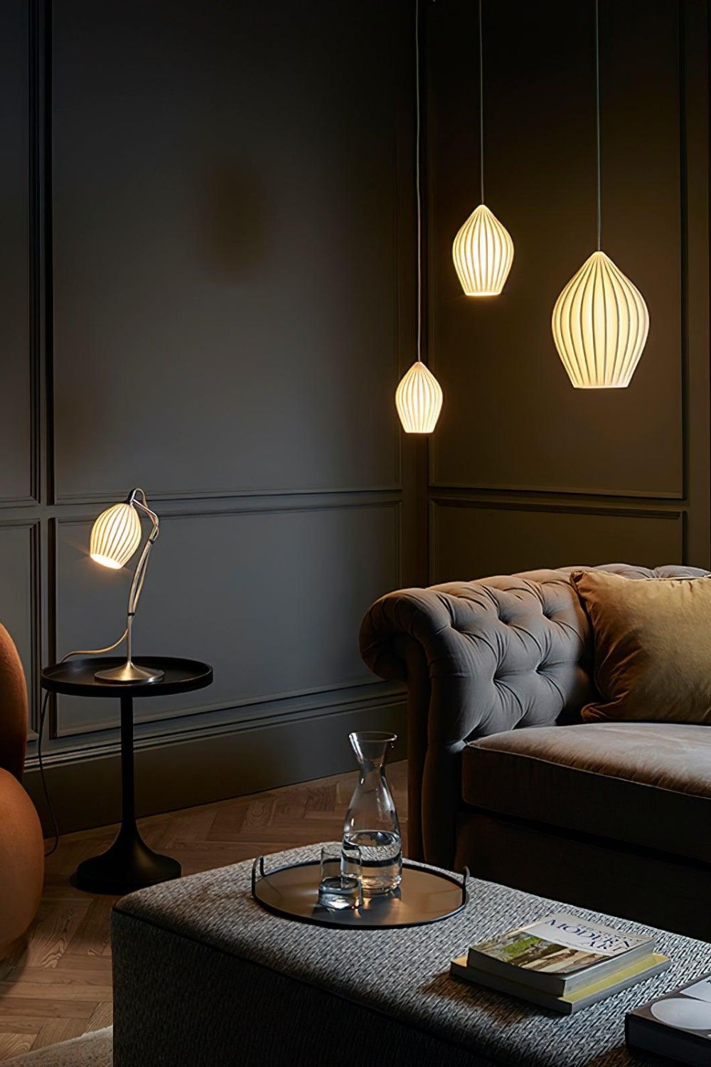 Ceramic Ribbed Pendant light