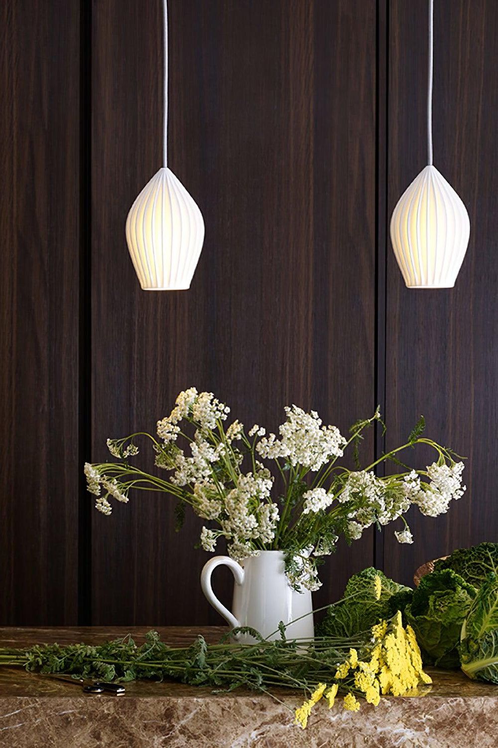 Ceramic Ribbed Pendant light