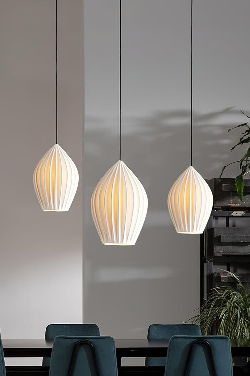 Ceramic Ribbed Pendant light