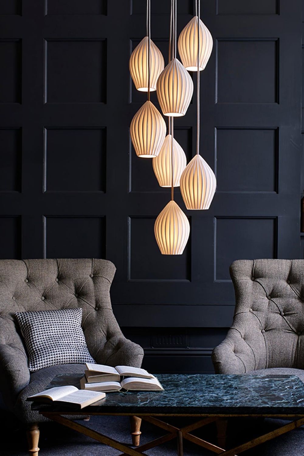 Ceramic Ribbed Pendant light