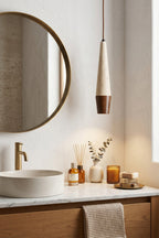 Conical Tiber Travertine Pendant Light