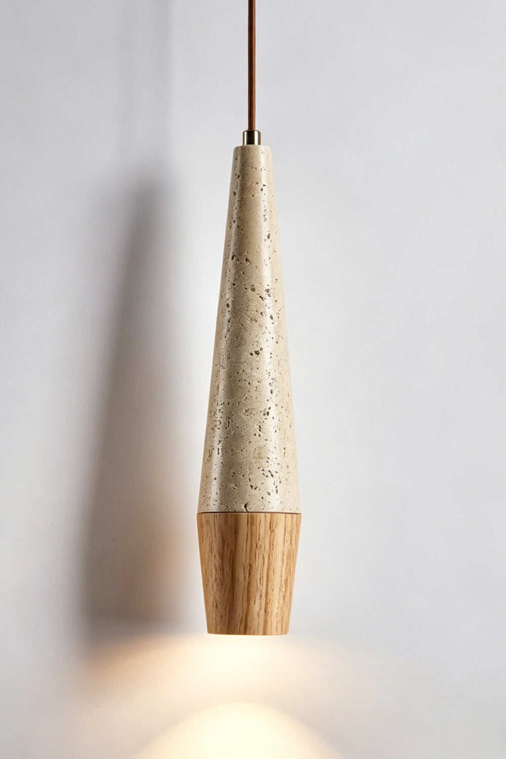 Conical Tiber Travertine Pendant Light