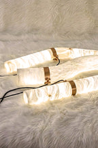 Contemporary Undulating Alabaster Tube Chandelier