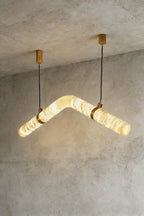 Contemporary Undulating Alabaster Tube Chandelier