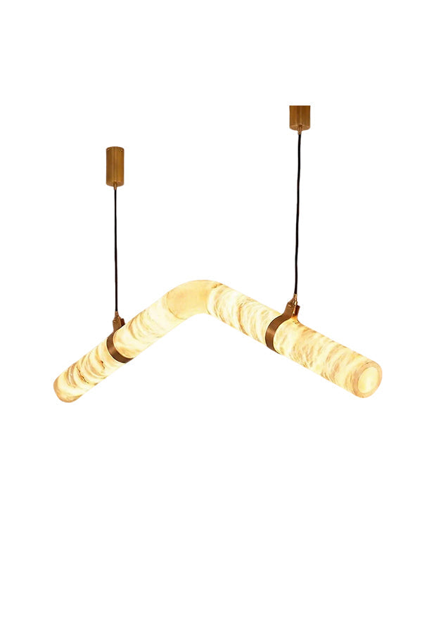 Contemporary Undulating Alabaster Tube Chandelier