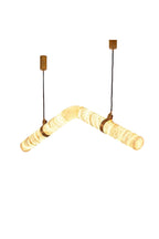 Contemporary Undulating Alabaster Tube Chandelier