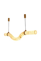 Contemporary Undulating Alabaster Tube Chandelier