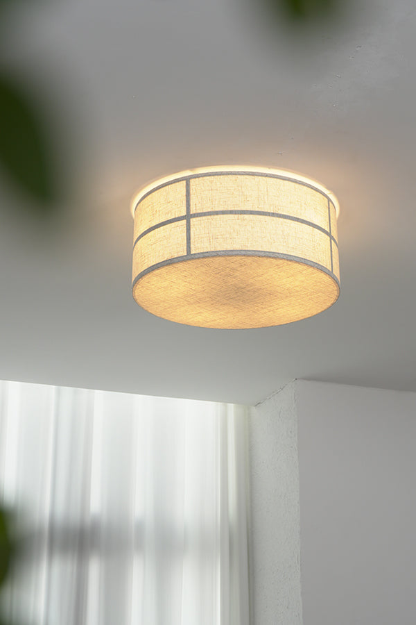 Crosshatch Linen Fabric Flush Mount Ceiling Light