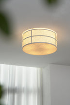 Crosshatch Linen Fabric Flush Mount Ceiling Light