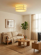 Crosshatch Linen Fabric Flush Mount Ceiling Light