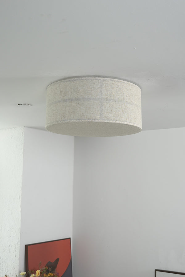 Crosshatch Linen Fabric Flush Mount Ceiling Light