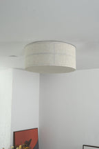 Crosshatch Linen Fabric Flush Mount Ceiling Light