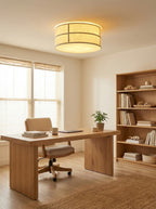 Crosshatch Linen Fabric Flush Mount Ceiling Light