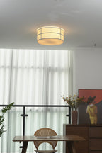 Crosshatch Linen Fabric Flush Mount Ceiling Light