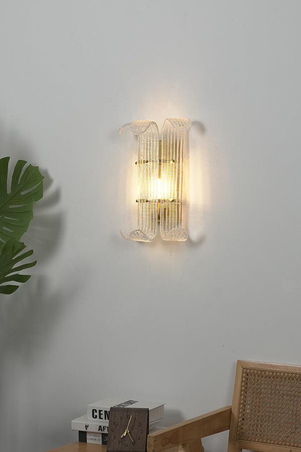 Curved Textured Glass Wall Sconce