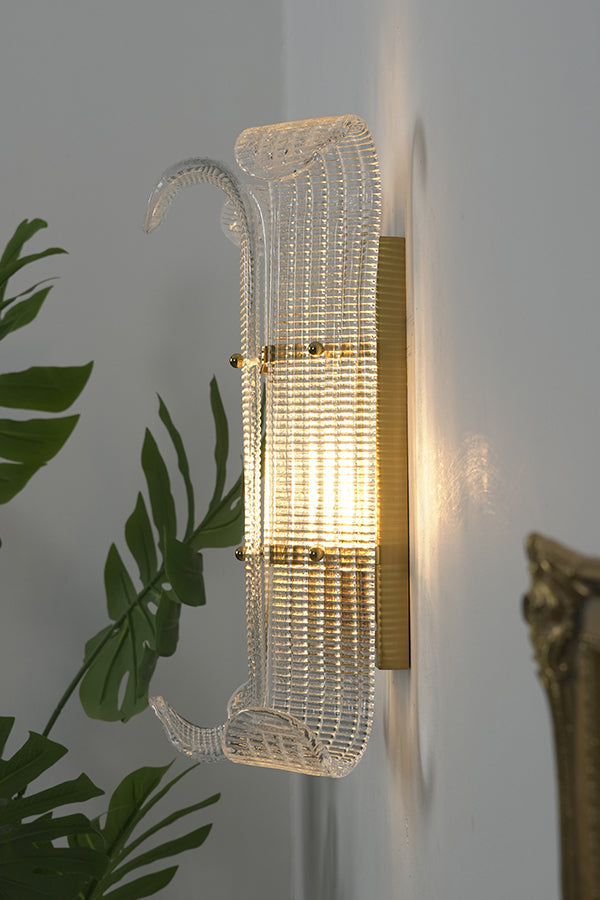 Curved Textured Glass Wall Sconce
