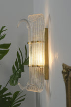 Curved Textured Glass Wall Sconce