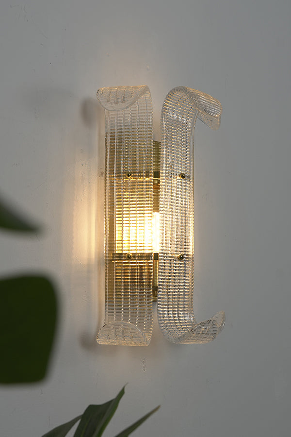 Curved Textured Glass Wall Sconce