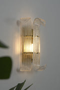 Curved Textured Glass Wall Sconce