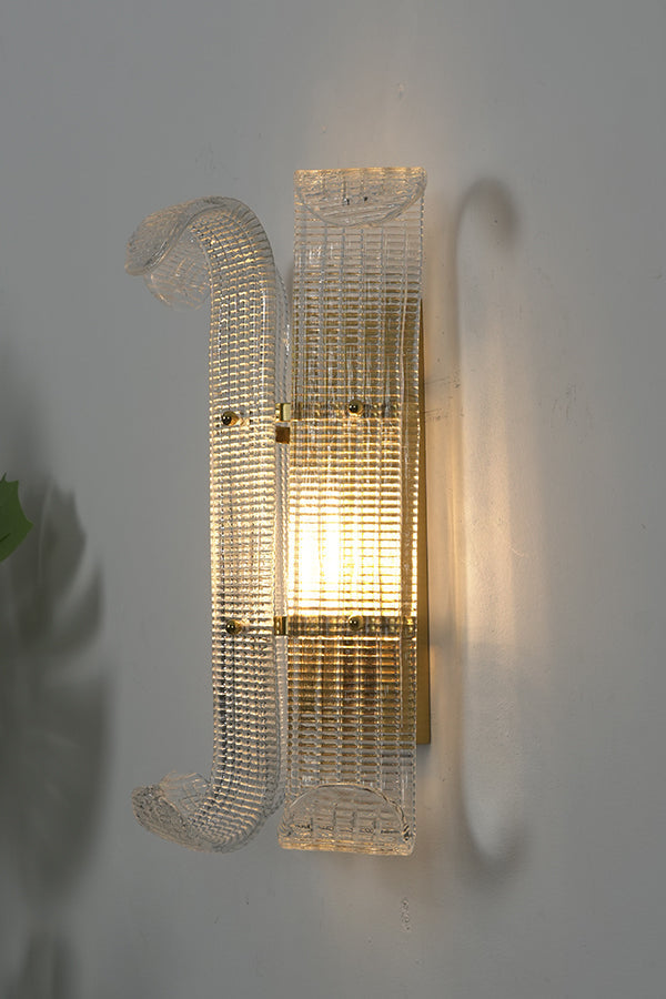 Curved Textured Glass Wall Sconce