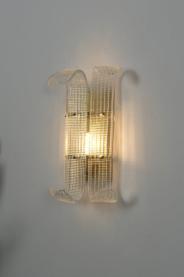 Curved Textured Glass Wall Sconce