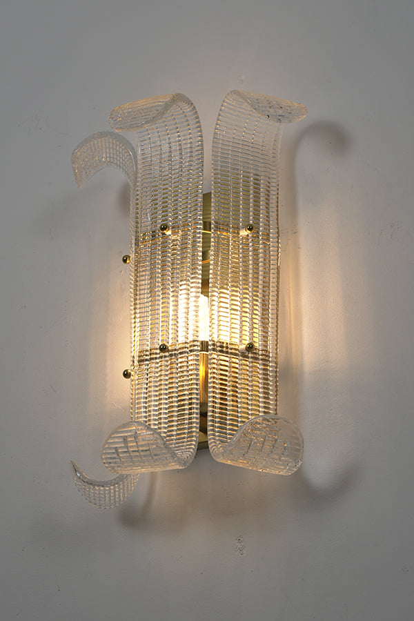 Curved Textured Glass Wall Sconce