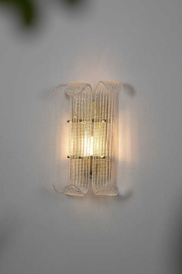 Curved Textured Glass Wall Sconce