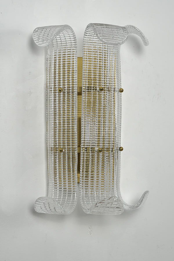 Curved Textured Glass Wall Sconce