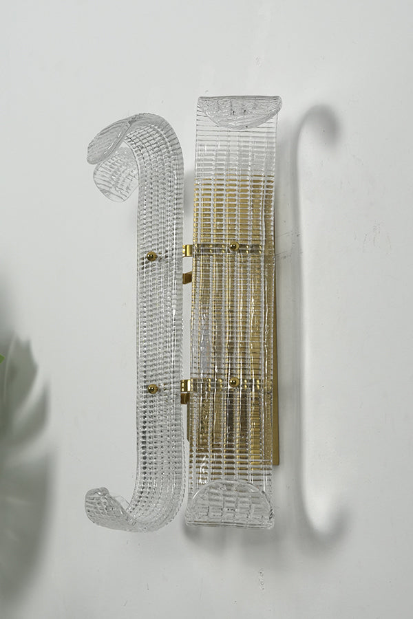 Curved Textured Glass Wall Sconce