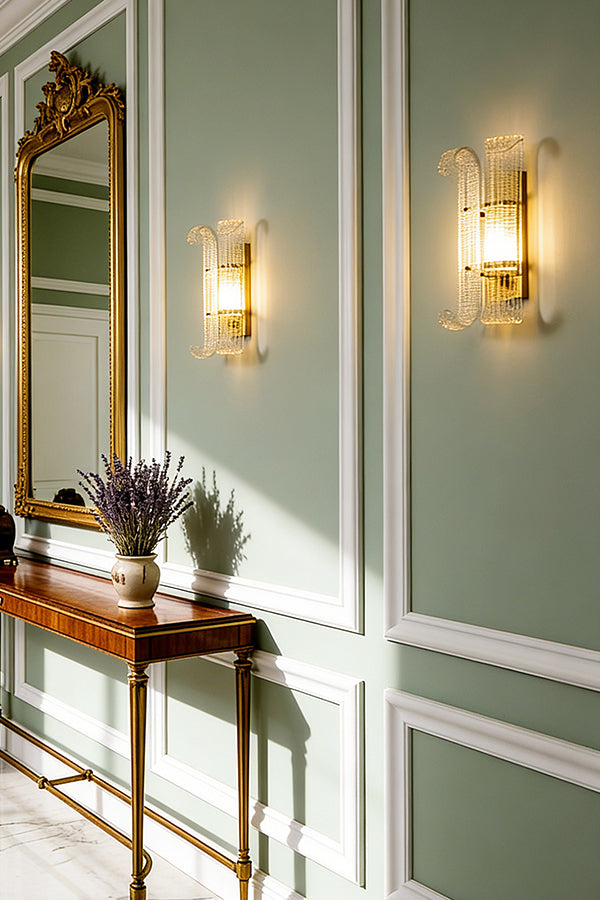 Curved Textured Glass Wall Sconce