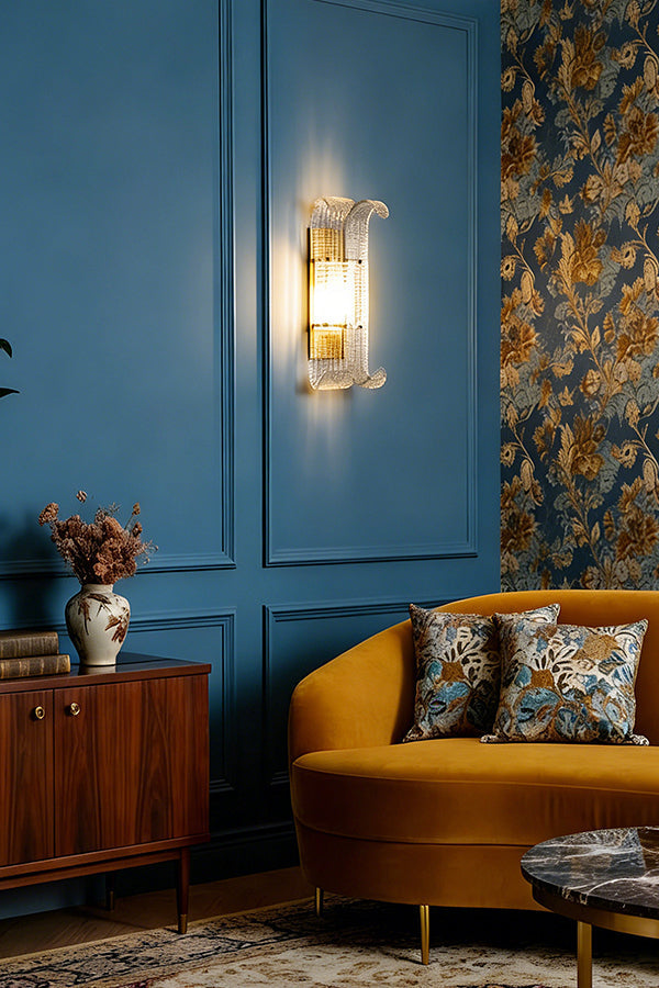 Curved Textured Glass Wall Sconce