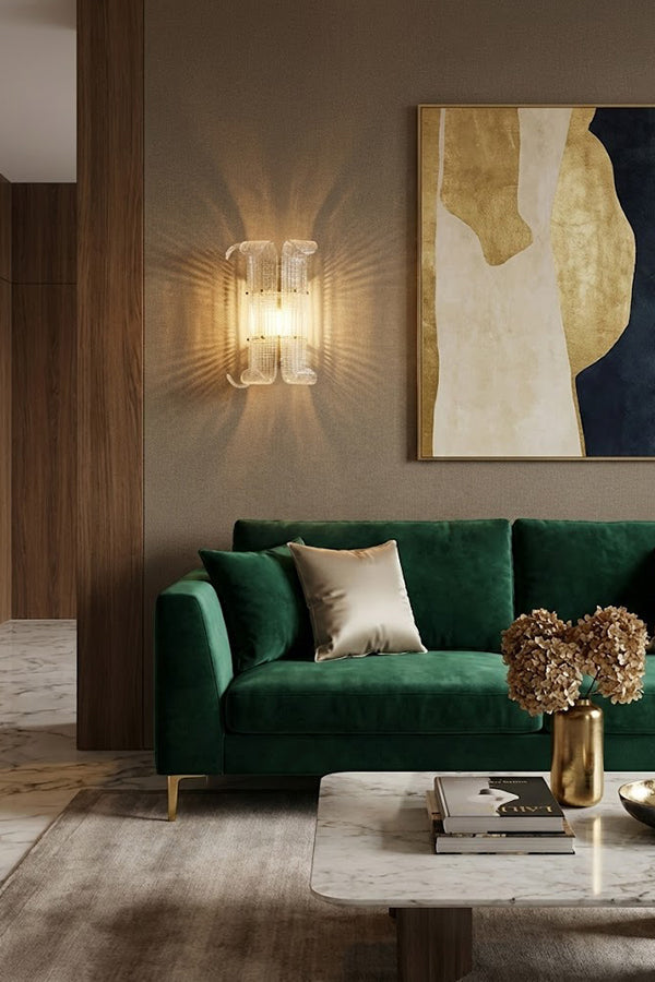 Curved Textured Glass Wall Sconce
