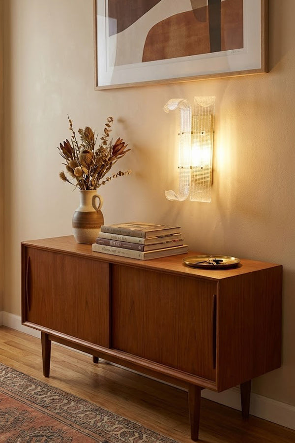 Curved Textured Glass Wall Sconce