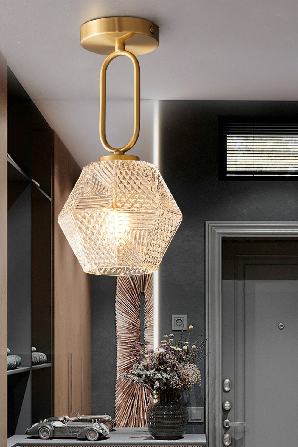 Diamond Cut Art Deco Ceiling Light