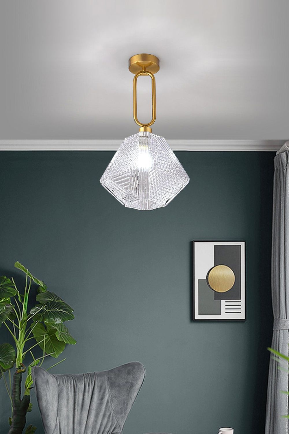 Diamond Cut Art Deco Ceiling Light