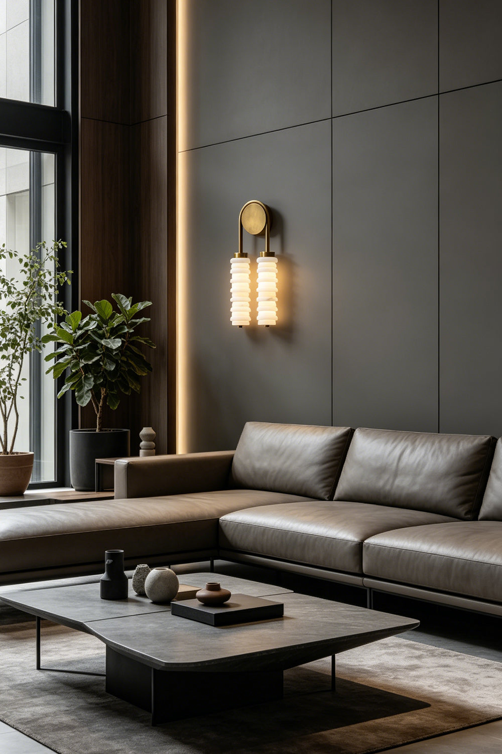 Dual Strata Alabaster Wall Lamp