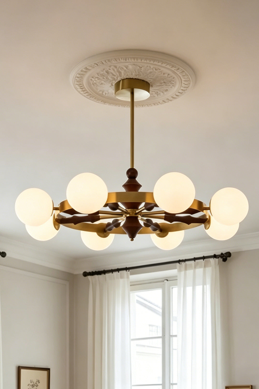 Elysian Circlet Wood & Glass Chandelier