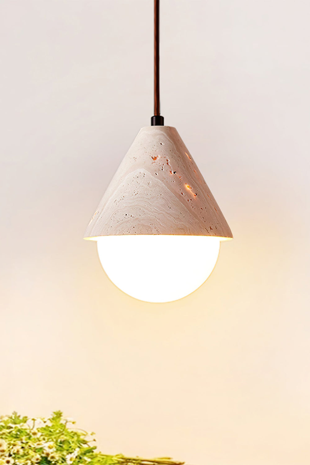 Etruscan Travertine Dome Light