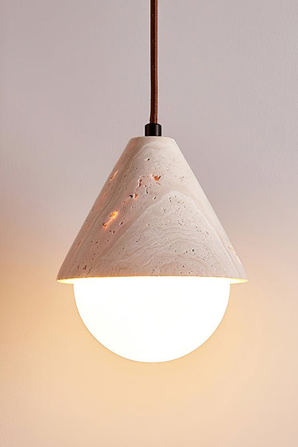 Etruscan Travertine Dome Light