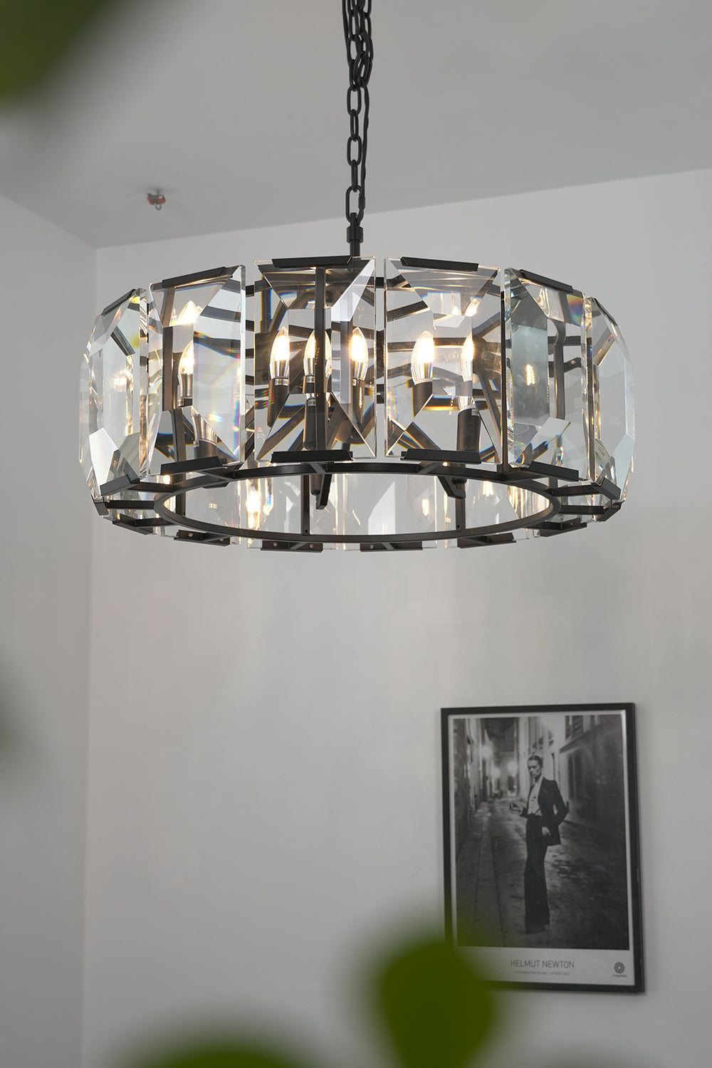 Faceted Crystal Halo Chandelier
