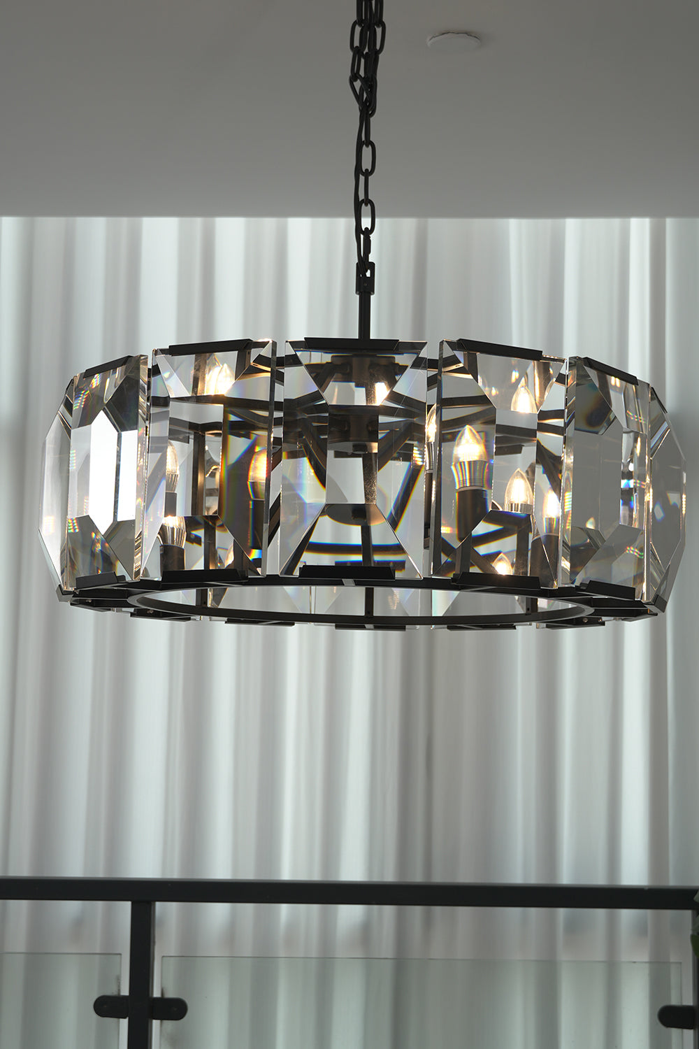 Faceted Crystal Halo Chandelier