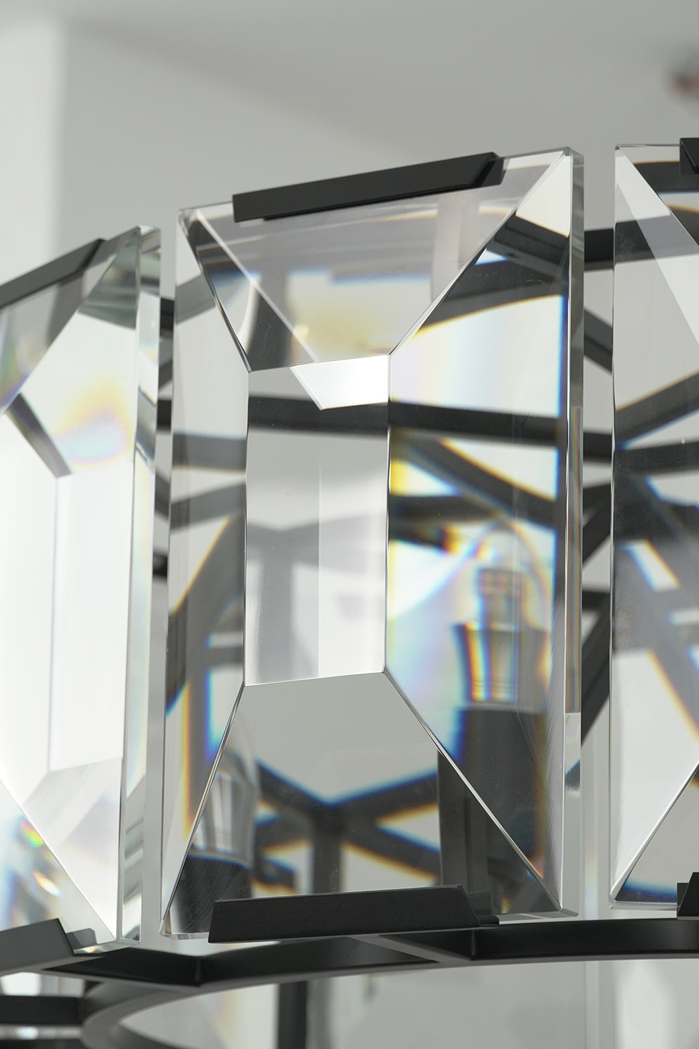 Faceted Crystal Halo Chandelier