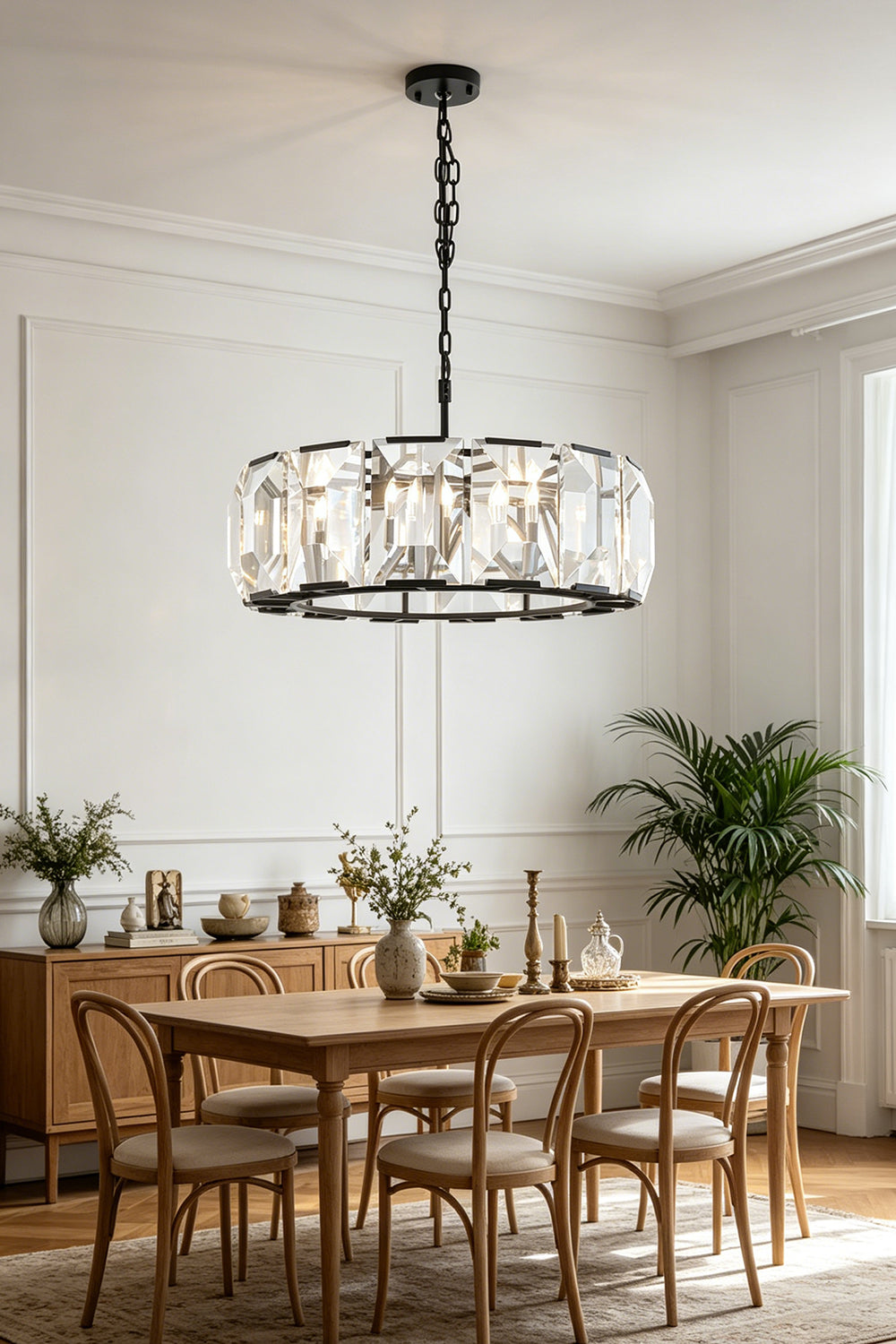 Faceted Crystal Halo Chandelier