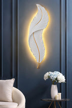 Modern White Gold Feather Wall Lamp