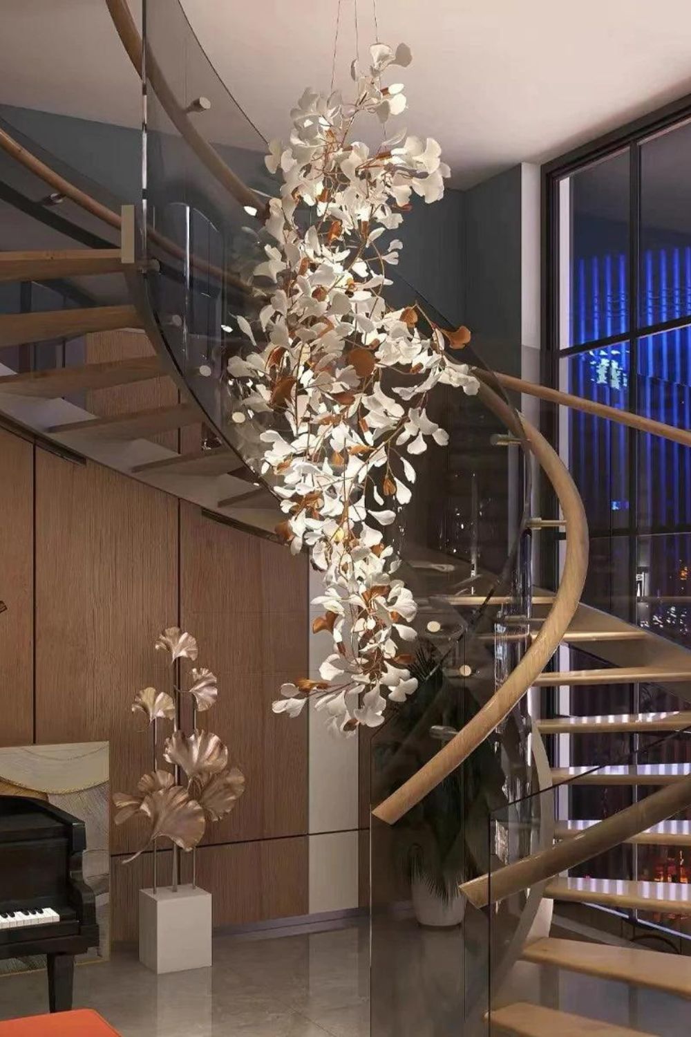 Cermaic Leaf Gingko Chandelier F