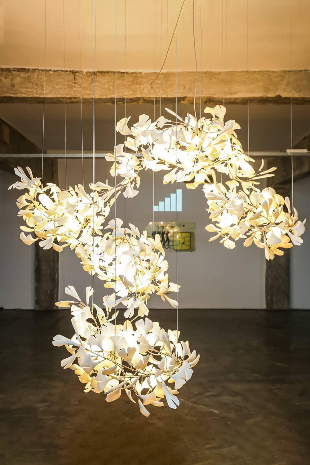 Cermaic Leaf Gingko Chandelier F