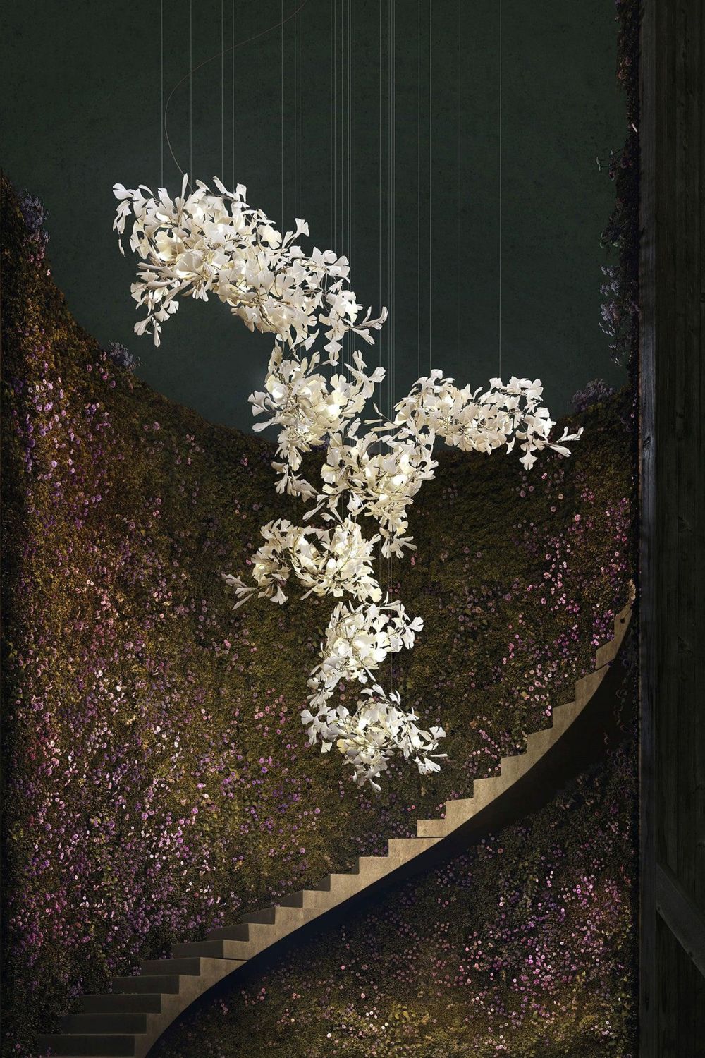 Cermaic Leaf Gingko Chandelier F